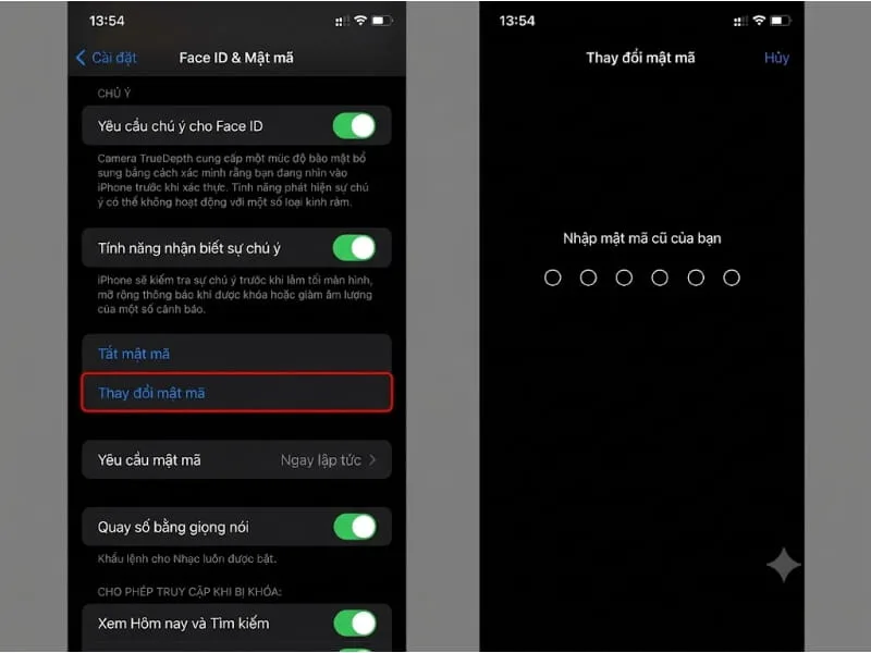 Cách đổi mật khẩu iPhone
